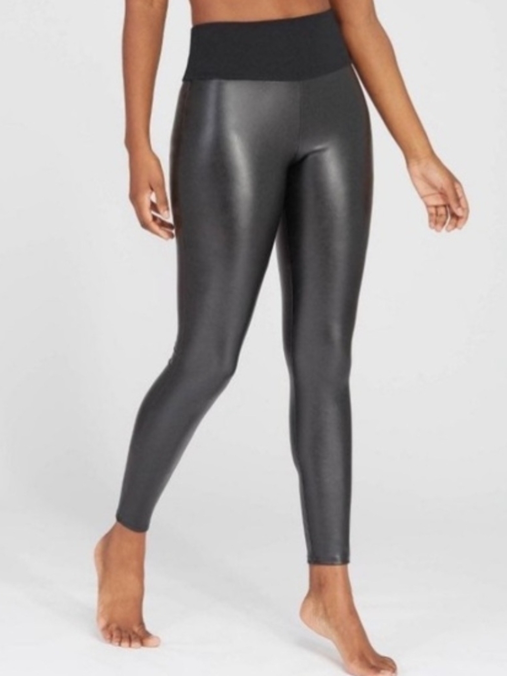 Assets by SPANX High-Waist Faux Leather Leggings - Black Size M